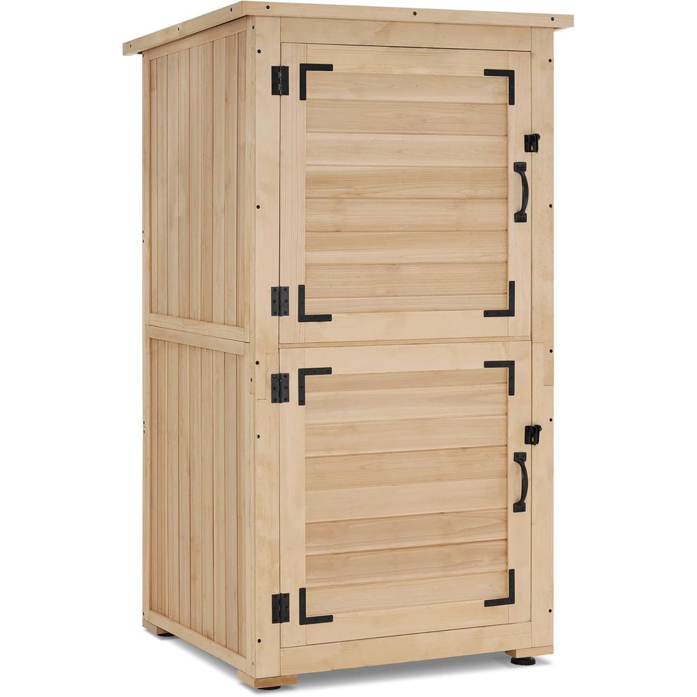 Gardening Tools And Accessories - 30 Natural Wood Outdoor Storage Shed