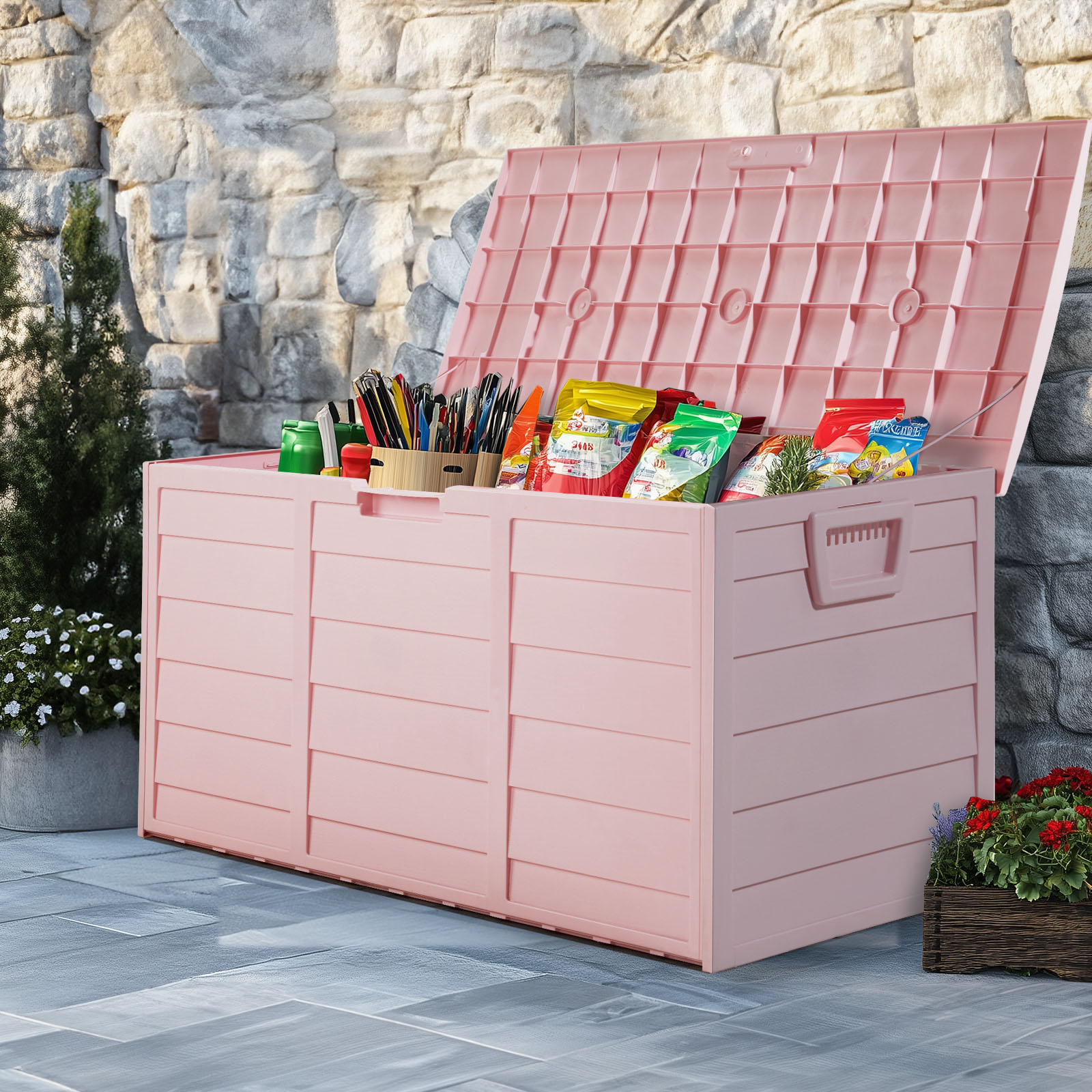 Gardening Tools Toys - Light Pink 75Gal(280L) Patio Outdoor Storage