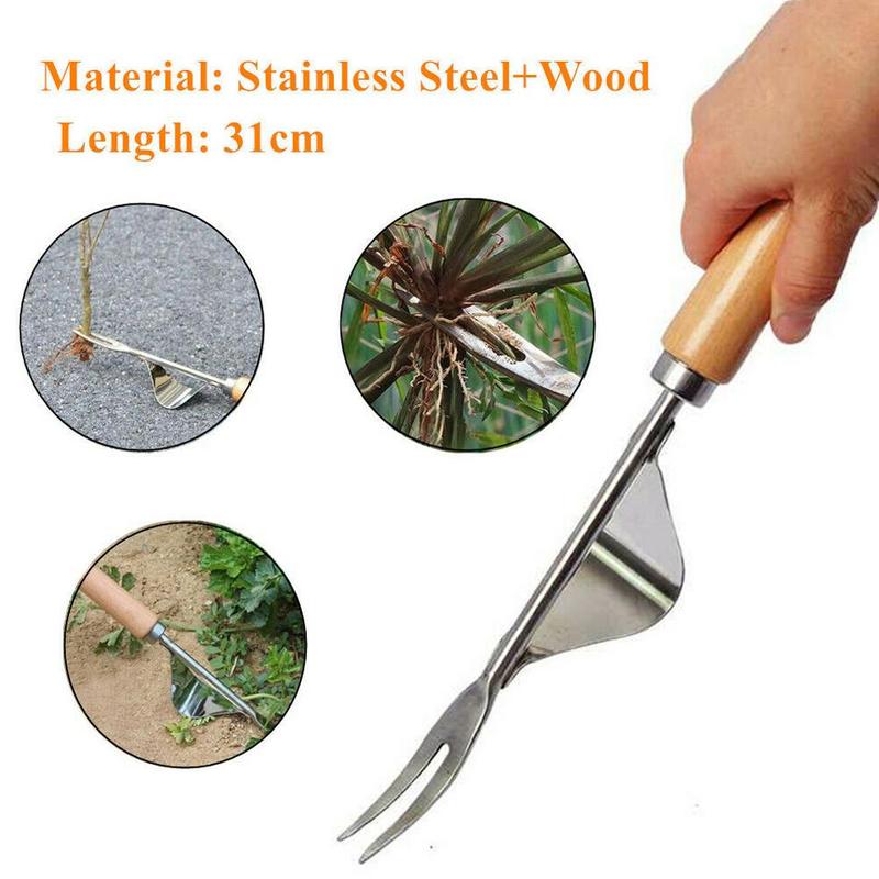 Gardening Tools Long - Steel Root Extractor Wooden Hand Weeder