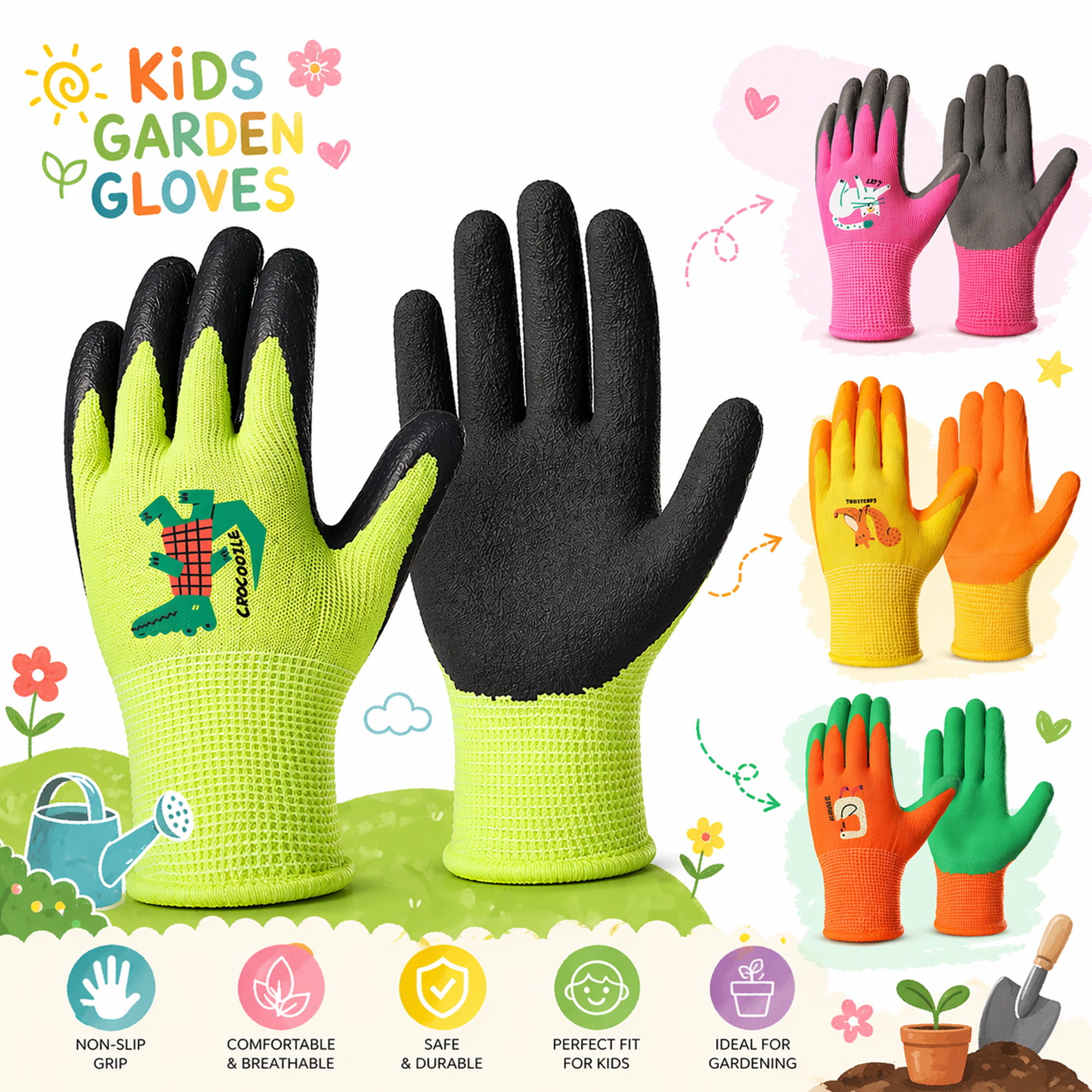 4 Pairs Kids Gardening Gloves  – обзор и цена Gardening Tools For Kids